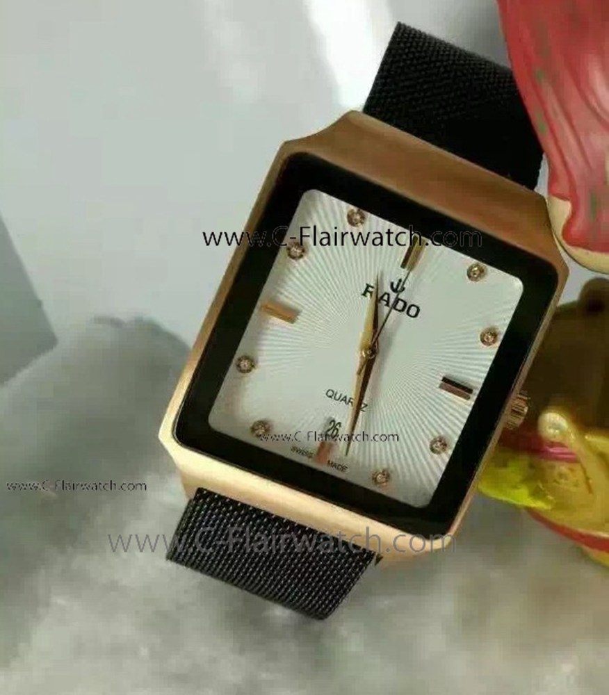Copy Rado Centrix Watches White Diamond Black Mesh Bracelet Copy Rado Centrix Watches White Diamond Black Mesh Bracelet
